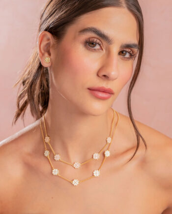 Set Collar Made Of Luck Blanco + Aretes AVM X TERS