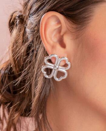 Aretes Maxi Trebol Plateados AVM X TERS