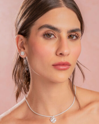 Set Collar Trebol + Aretes Trebol Plateado AVM X TERS